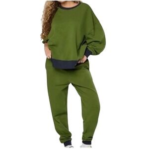 WeWoreWhat Slim Leg Jogger Sweatshirt Set Hunter Green Navy‎ XL WWB137-01 NWT